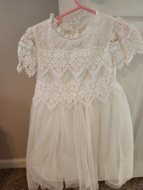 White Lace Overlay Tulle Dress